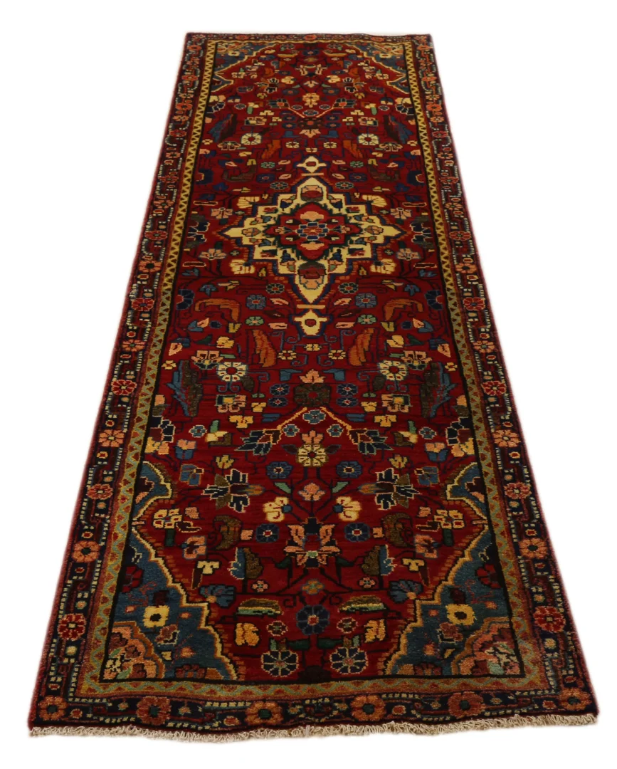 Hamadan Teppich 286 x 82 cm, Knotendichte 100.000 - 350.000, widerstandsfähiges Wollmaterial, handgeknüpft, Perserteppich