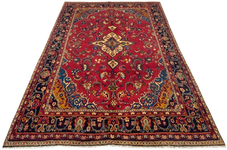 Hamadan Teppich 290 x 203 cm, ca. 100.000 - 350.000 Knoten/m², widerstandsfähiges Wollmaterial, starke Designvielfalt, handgeknüpft, Perserteppich