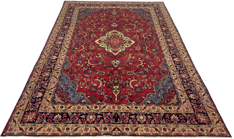 Hamadan Teppich 292 x 200 cm - Knotendichte 100.000 - 350.000 Knoten/m², widerstandsfähig, vielfältiges Design - handgeknüpft, Perserteppich
