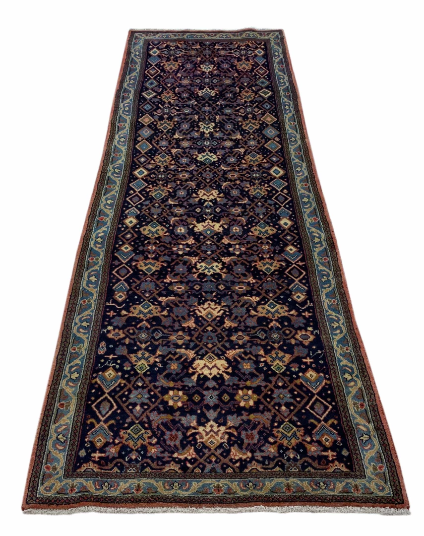 Hamadan Perserteppich 297 x 96 cm, Knotendichte 100.000 - 350.000, widerstandsfähiges Wollmaterial, handgeknüpft