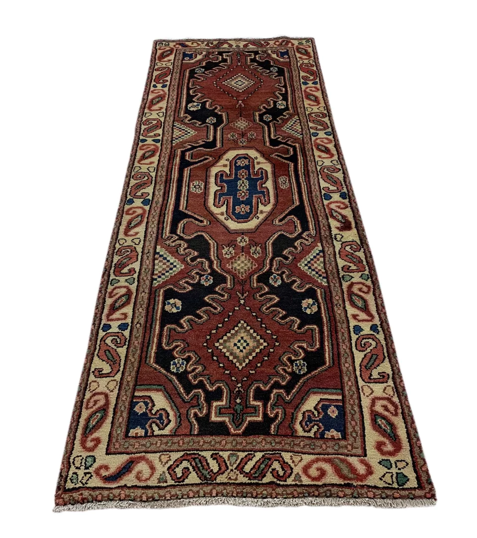 Hamadan Perserteppich 305 x 102 cm – 100.000 - 350.000 Knoten/m², widerstandsfähiges Wollmaterial, handgeknüpft
