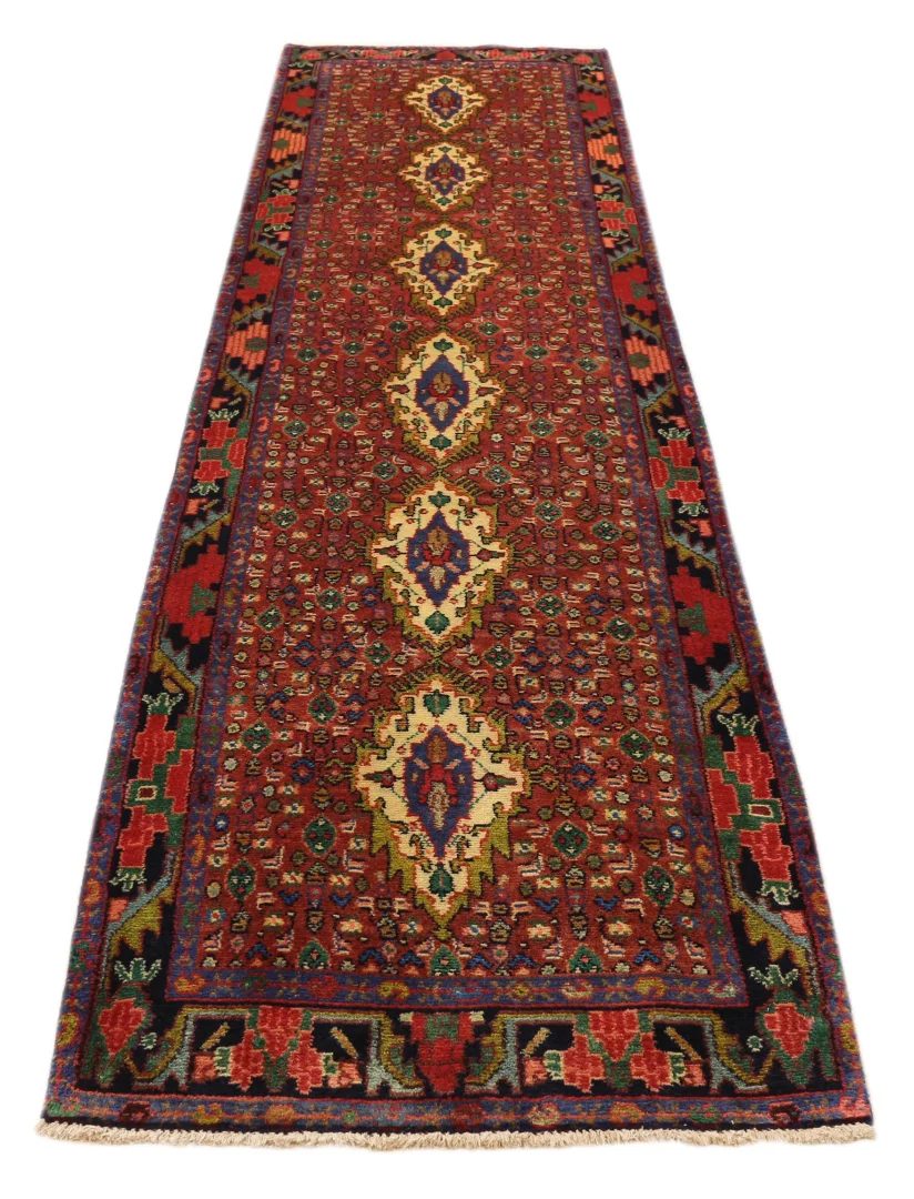 Hamadan Teppich 306 x 85 cm - Knotendichte 100.000 - 350.000 Knoten/m² - widerstandsfähiges Wollmaterial - handgeknüpft - Perserteppich