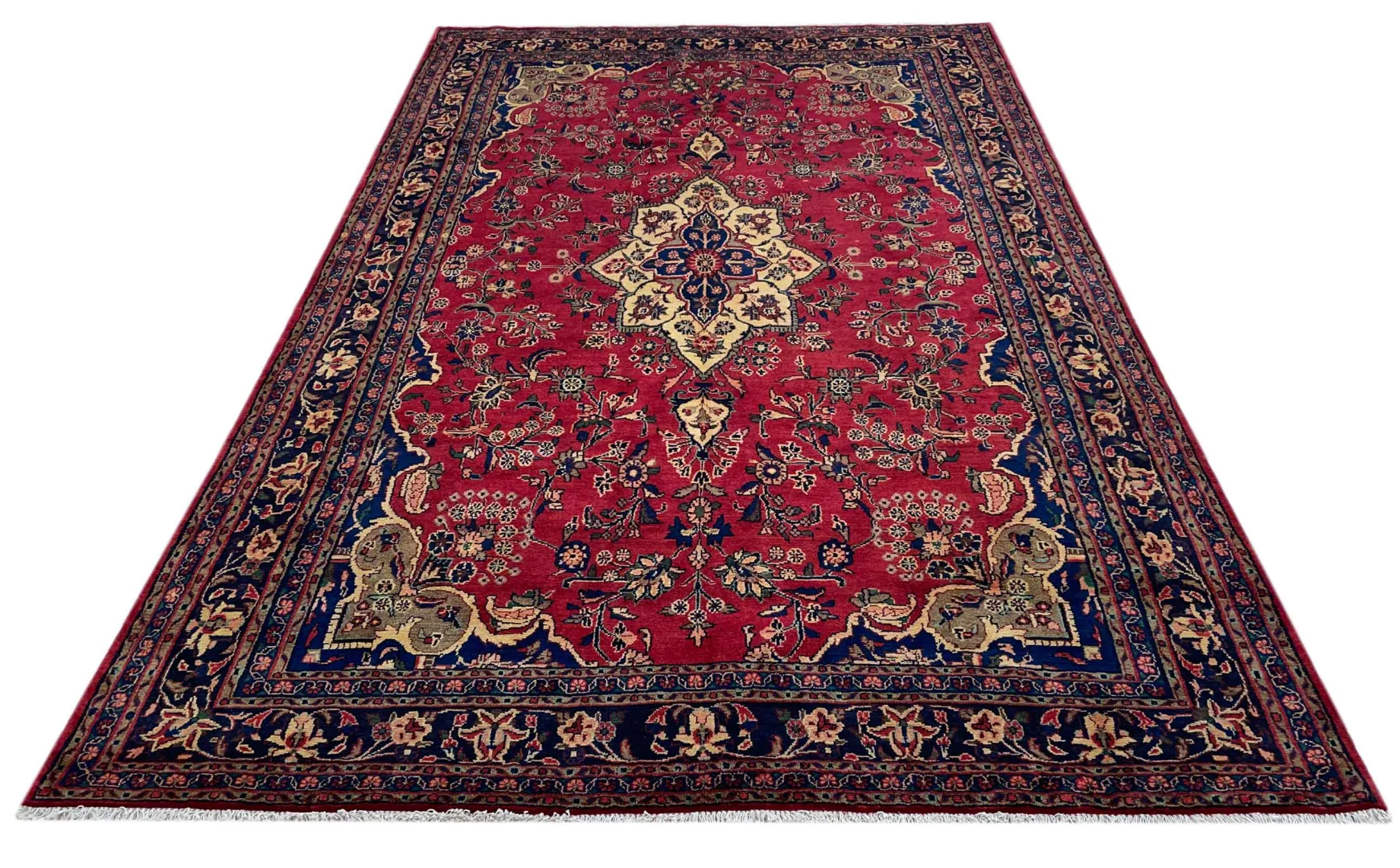 Hamadan Perserteppich 320 x 206 cm, Knotendichte 100.000 - 350.000 Knoten/m², widerstandsfähiges Wollmaterial, vielfältige Designs, handgeknüpft, Perserteppich