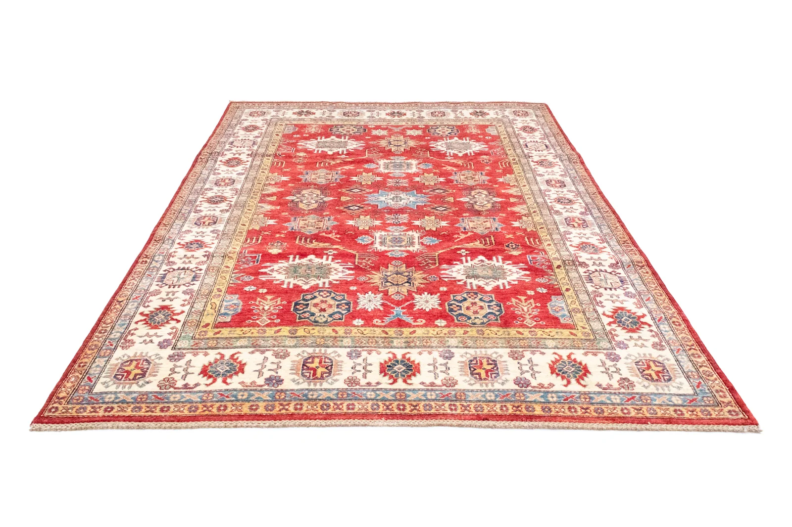 Kazak Perserteppich 271 x 188 cm - Geometrisches Design, handgeknüpft