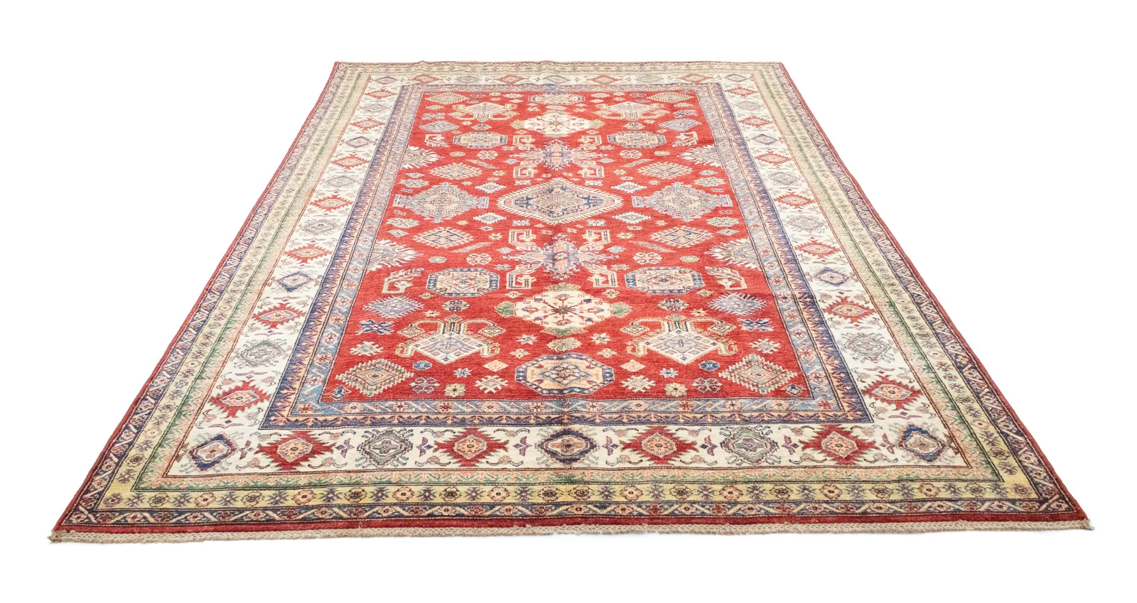Kazak Perserteppich 300 x 206 cm – Kurzer Flor, geometrisches Design, handgeknüpft