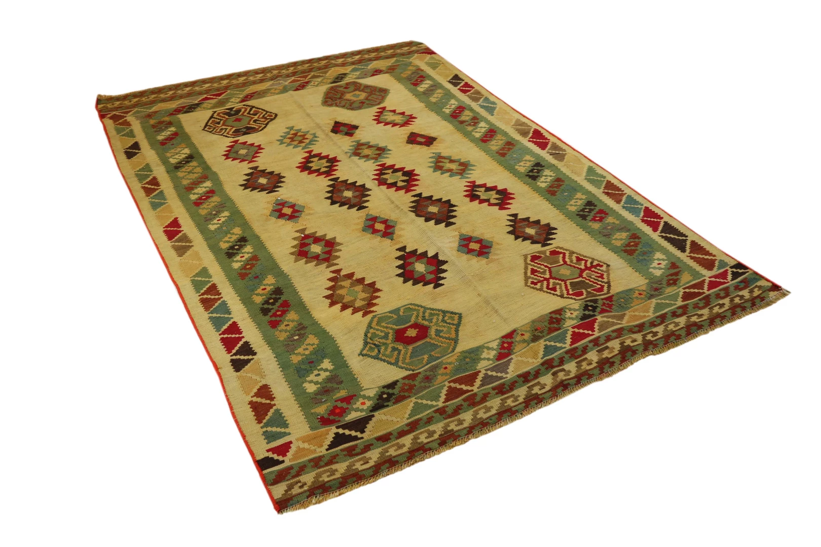 Kelim 215 x 146 cm – Handgewebter Teppich aus Fars mit beidseitigem Muster – Handgeknüpft – Orientteppich