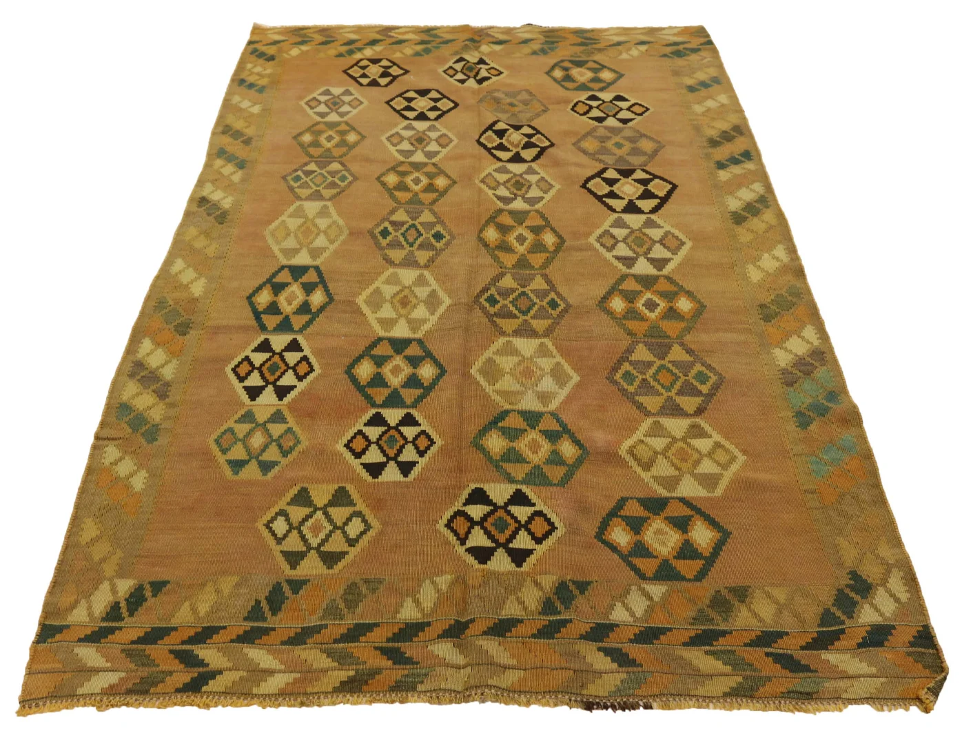 Kelim 216 x 128 cm – Handgewebt mit doppeltem Muster auf Vorder- und Rückseite – Traditioneller Wandschmuck – Handgeknüpft – Orientteppich