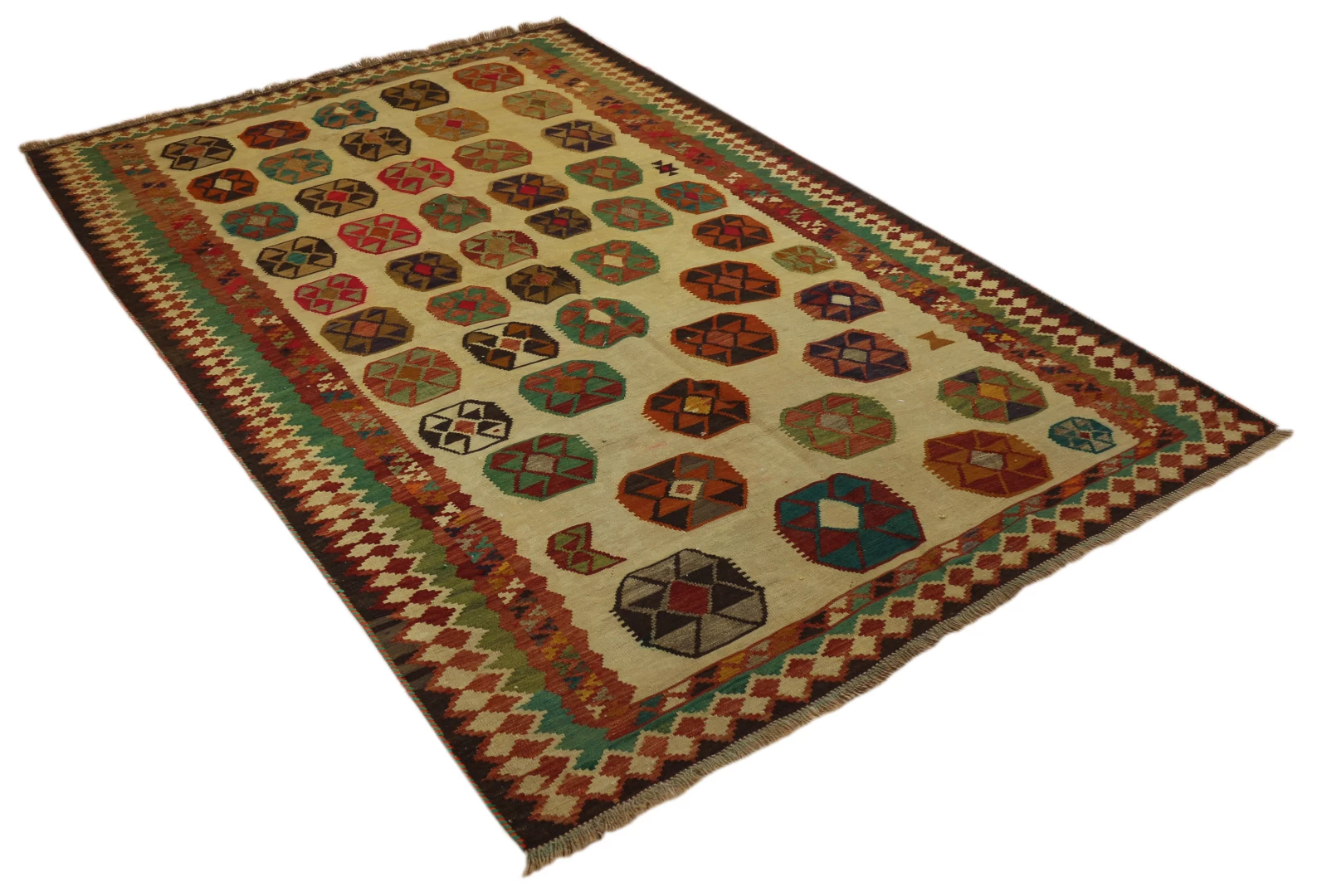 Kelim 237 x 150 cm – Handgewebter Teppich mit beidseitigem Muster – Ideal als Wandbehang – Handgeknüpft, Orientteppich