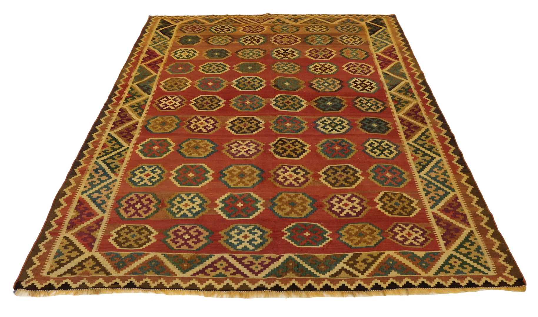 Kelim 239 x 163 cm – Wunderschön gewebter Teppich mit identischem Muster auf Vorder- und Rückseite – Handgeknüpft und Orientteppich