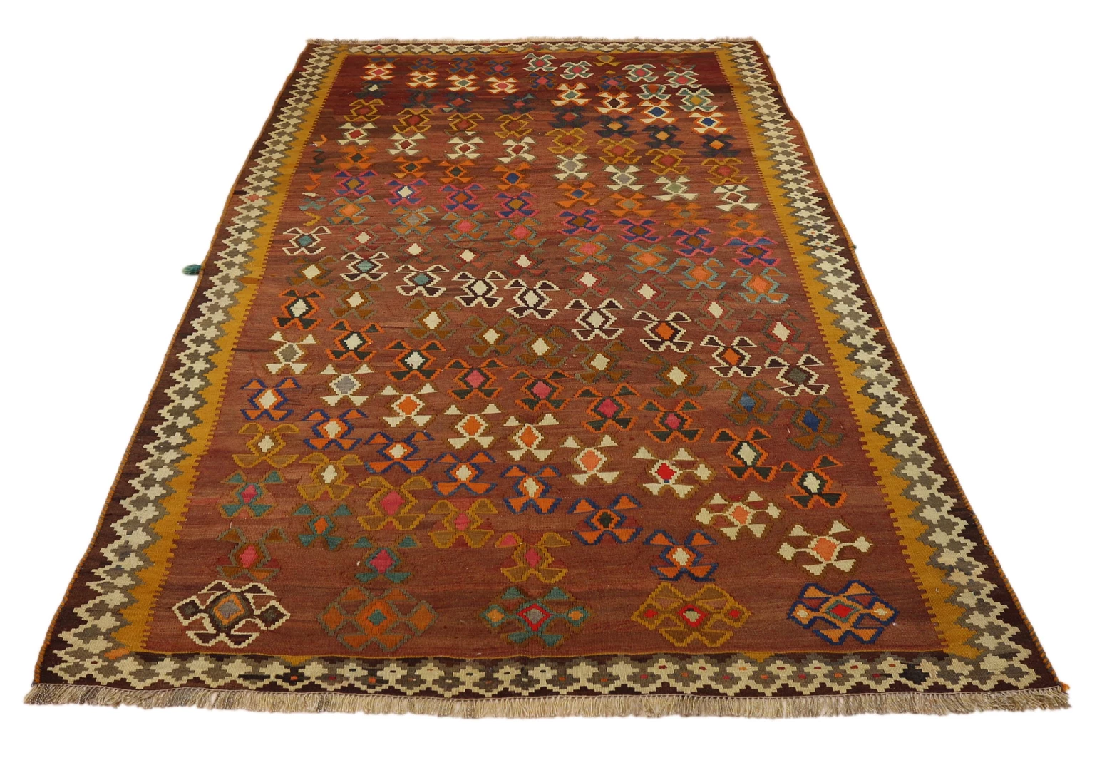 Wunderschöner Kelim Teppich 254 x 146 cm – Handgewebt mit beidseitigem Muster – Traditionelle Nomadenkunst – Handgeknüpft – Orientteppich