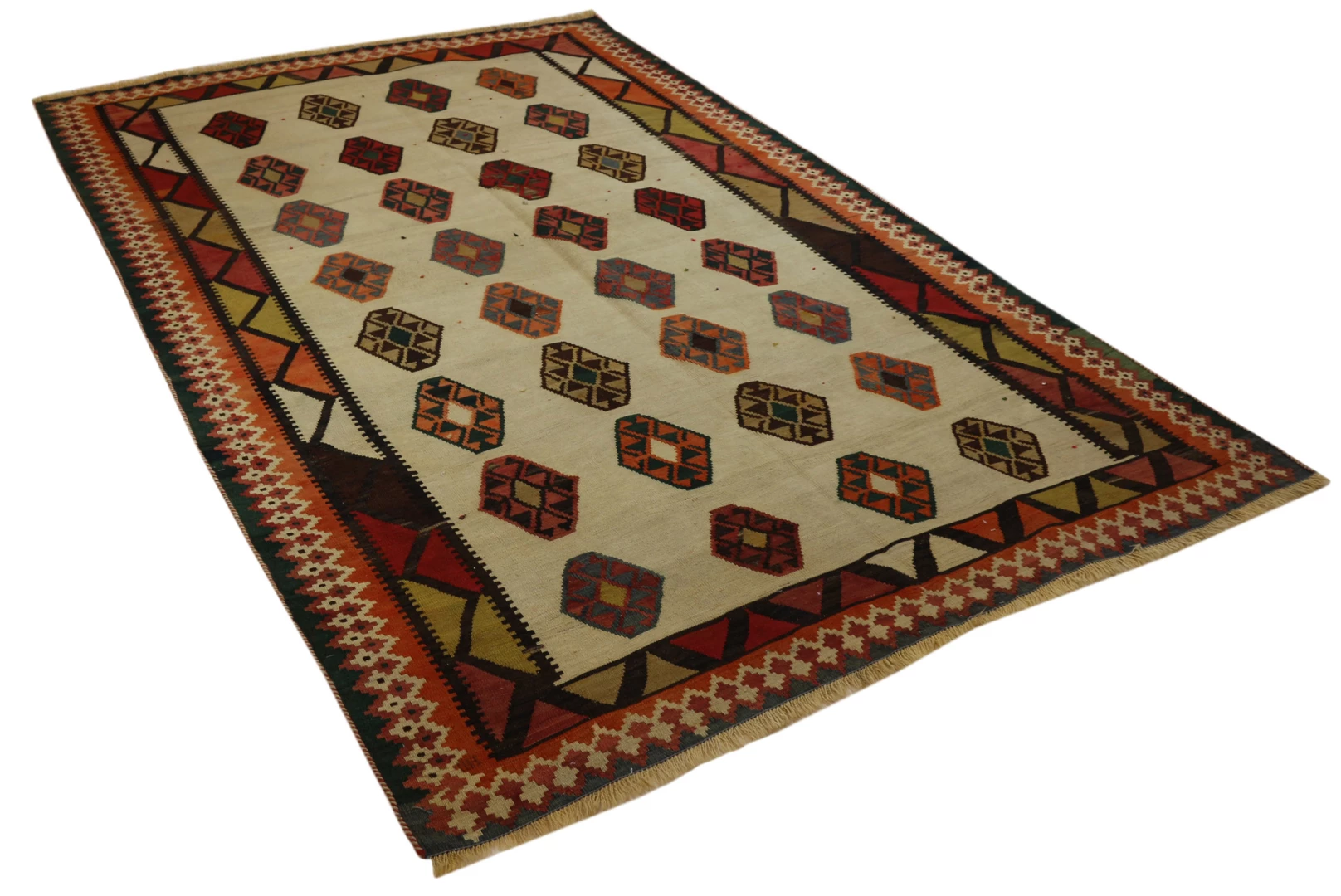 Kelim 263 x 172 cm – Wunderschöner gewebter Teppich mit identischem Muster auf Vorder- und Rückseite – Handgeknüpft – Orientteppich