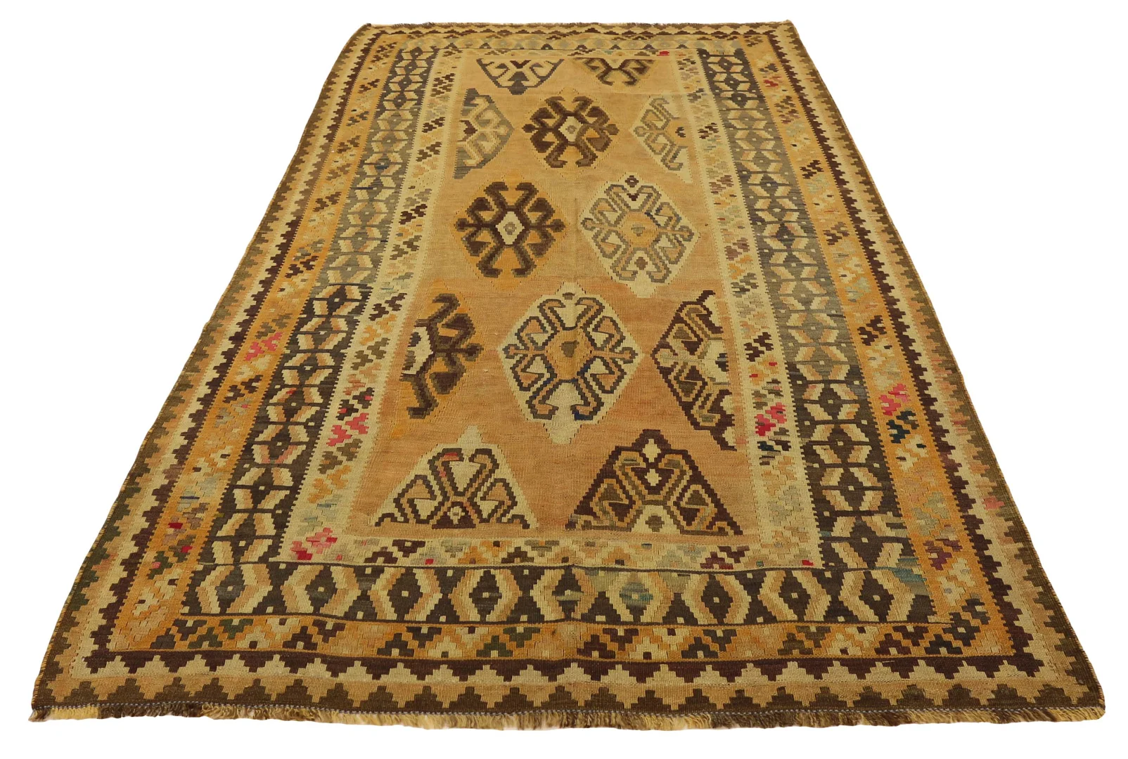 Kelim 285 x 155 cm – Gewebt ohne Flor, mit identischen Mustern auf Vorder- und Rückseite – Handgeknüpft – Orientteppich