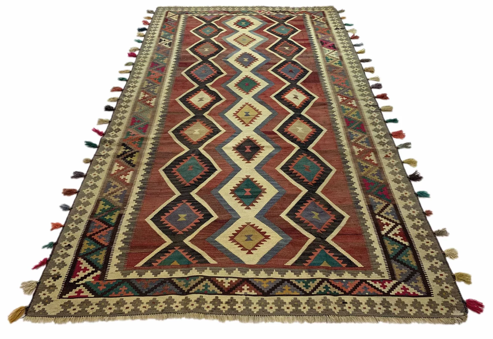Handgewebter Kelim 290 x 157 cm – Wende-Design, Tradition aus Fars, ideal als Wandbehang – handgewebt, Orientteppich