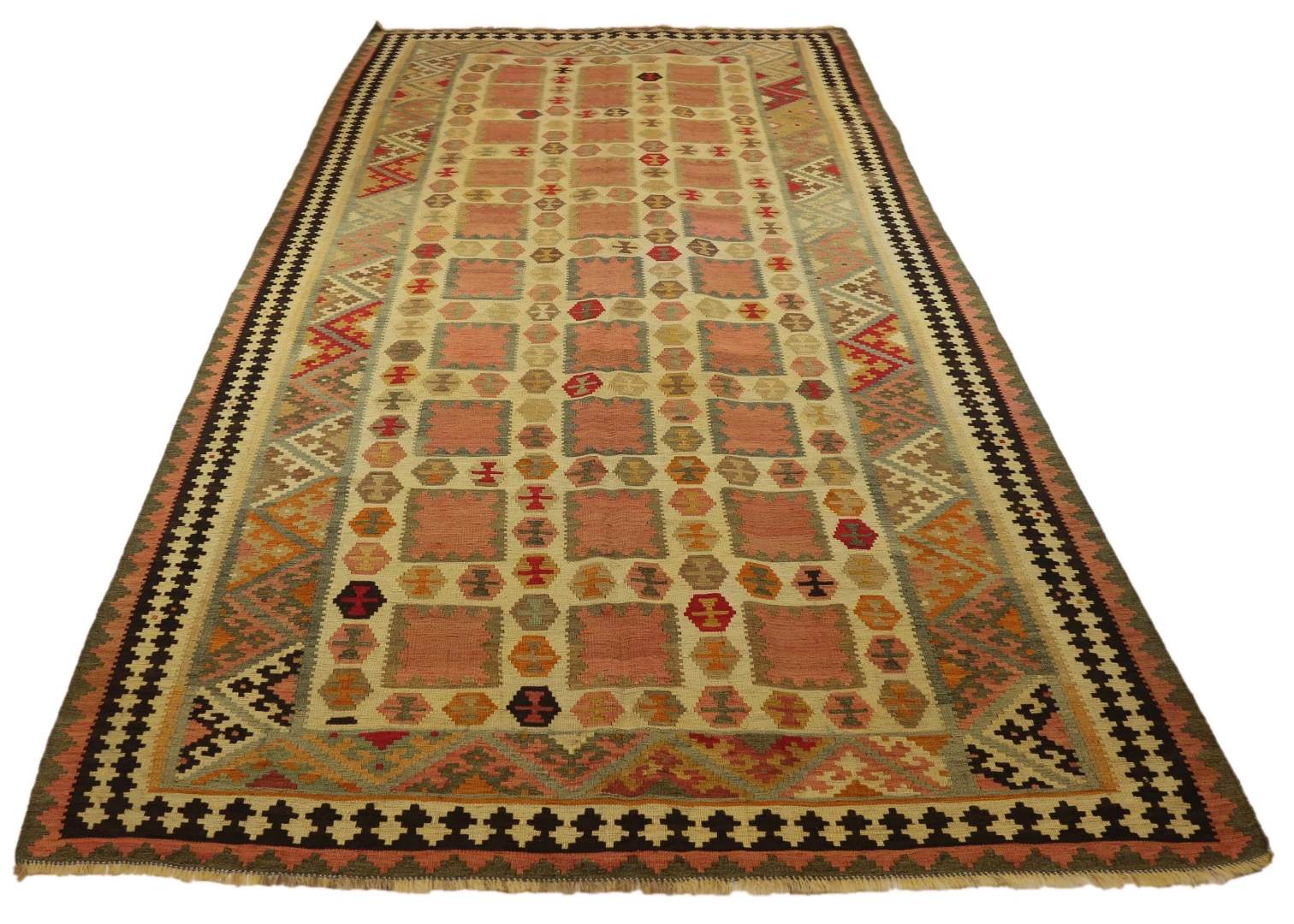 Kelim 317 x 158 cm – Handgewebter Teppich mit beidseitigem Muster – Perfekt als Wandbehang – Handgeknüpft – Orientteppich