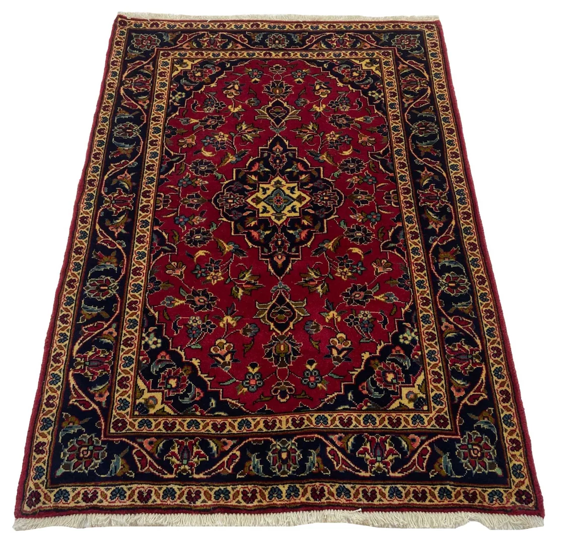 Keshan Teppich 150 x 100 cm – 150.000 - 300.000 Knoten/m², strapazierfähig und aus hochwertiger Schafwolle, handgeknüpft, Perserteppich