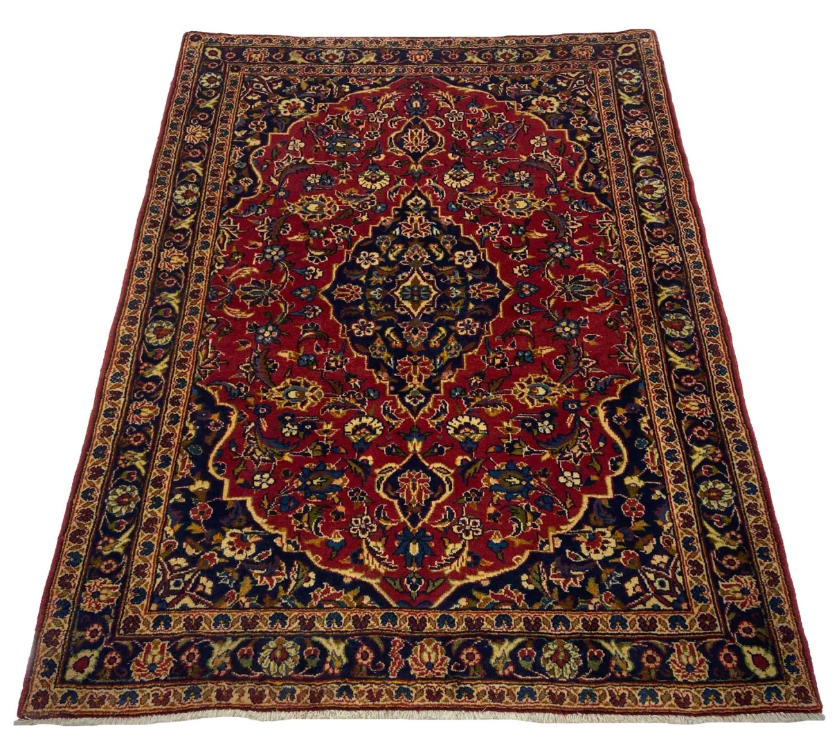 Keshan Perserteppich 150 x 112 cm, Knotendichte 150.000 - 300.000 Knoten/m², strapazierfähig und aus hochwertiger Schafwolle, handgeknüpft