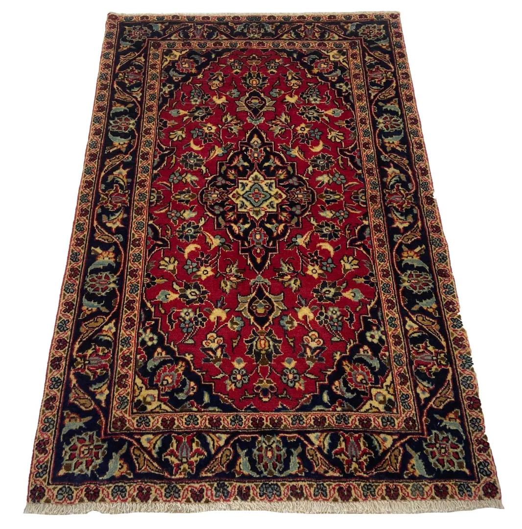 Keshan Perserteppich 150 x 95 cm, Knotendichte 150.000 - 300.000, strapazierfähig, hochwertige Schafwolle, handgeknüpft