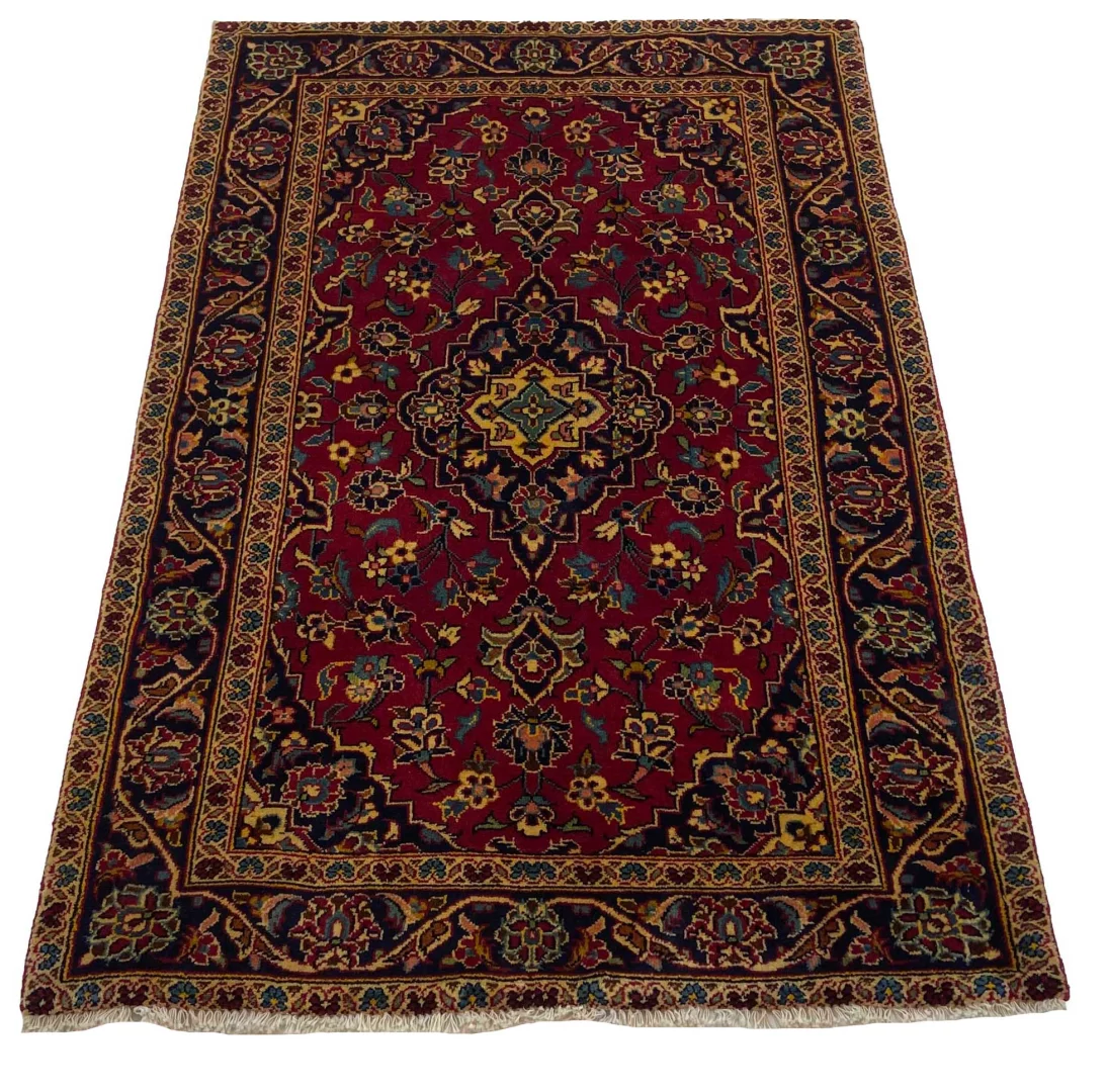 Keshan Perserteppich 151 x 96 cm - 150.000 - 300.000 Knoten/m², strapazierfähig, hochwertige Schafwolle, handgeknüpft