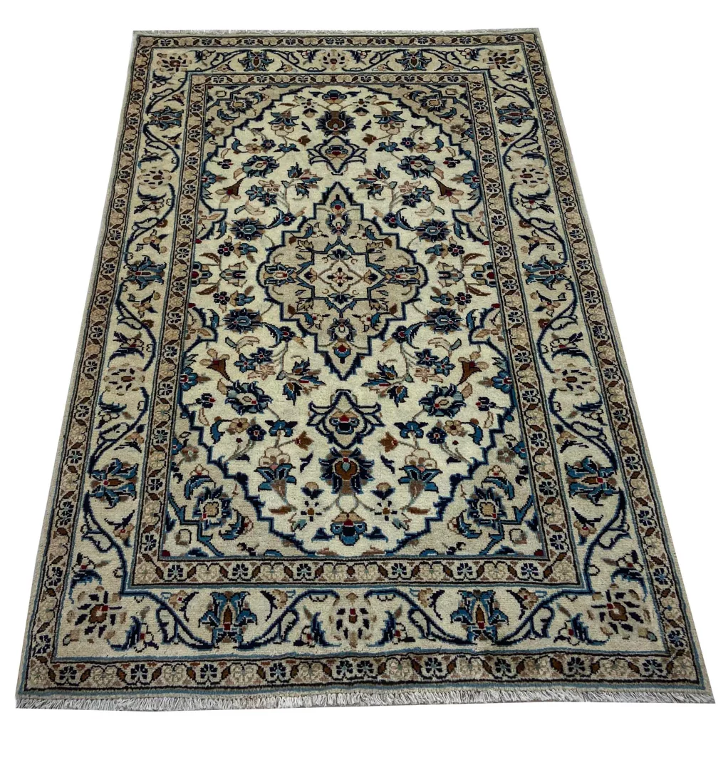 Keshan Teppich 151 x 98 cm, Knotendichte 150.000 - 300.000 Knoten/m², hochwertige Schafwolle, strapazierfähig – handgeknüpft, Perserteppich