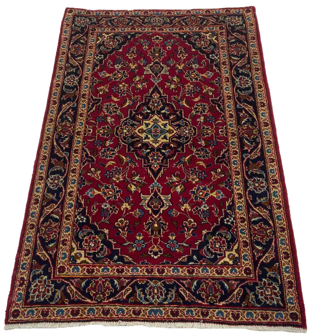 Keshan Teppich 152 x 100 cm - Knotendichte: 150.000 - 300.000 Knoten/m², strapazierfähig, hochwertige Schafwolle - handgeknüpft, Perserteppich