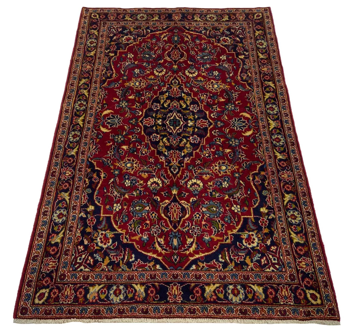 Keshan Teppich 165 x 104 cm - 150.000 - 300.000 Knoten/m², strapazierfähig, hochwertige Schafwolle, handgeknüpft, Perserteppich
