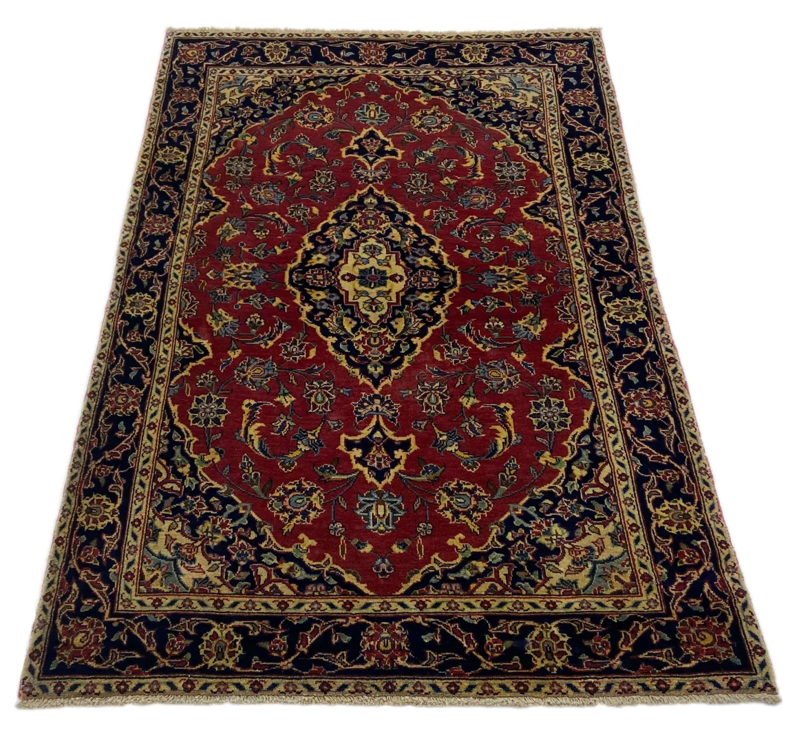 Keshan Perserteppich 183 x 106 cm, Knotendichte 150.000 - 300.000 Knoten/m², hochwertige Schafwolle, strapazierfähig, handgeknüpft