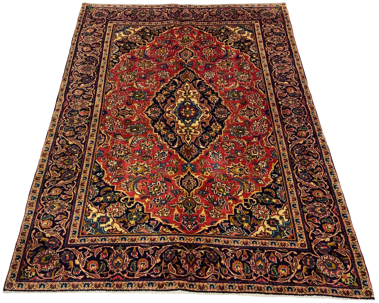 Keshan Perserteppich 187 x 140 cm – Knotendichte 150.000 – 300.000 Knoten/m² – Hochwertige Schafwolle – Strapazierfähig – handgeknüpft