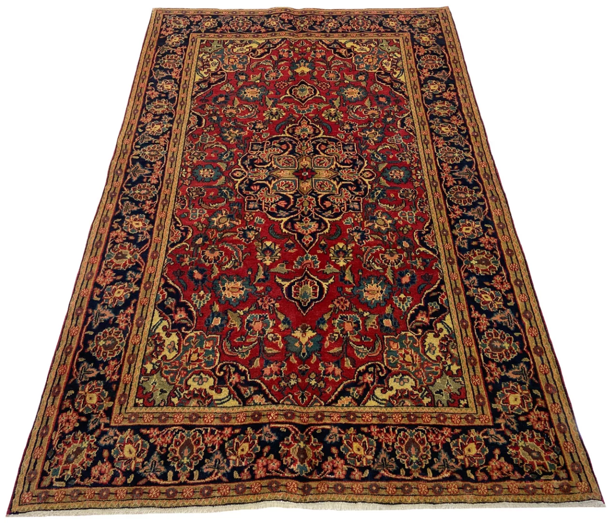 Keshan Teppich 197 x 122 cm – Knotendichte 150.000 - 300.000 Knoten/m², strapazierfähig und aus hochwertiger Schafwolle, handgeknüpft, Perserteppich