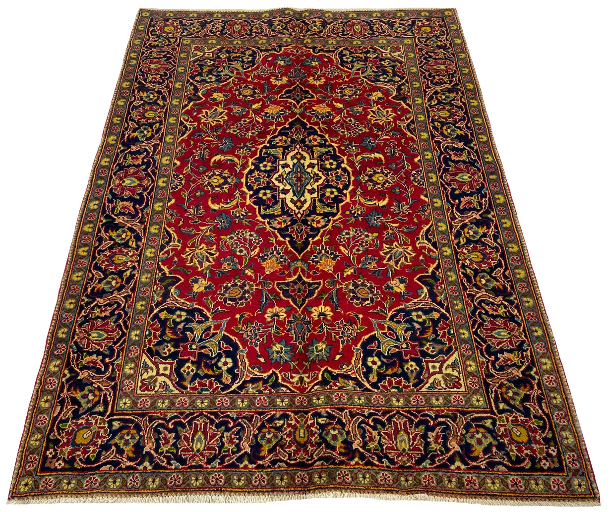 Keshan Perserteppich 204 x 140 cm – Knotendichte 150.000 - 300.000 Knoten/m², strapazierfähig, hochwertige Schafwolle, handgeknüpft