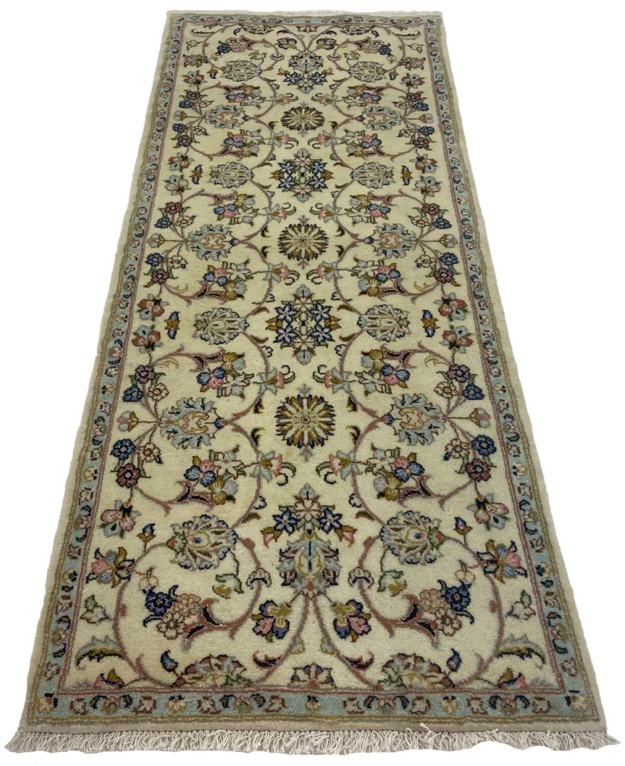 Keshan Perserteppich 207 x 82 cm – Knotendichte: 150.000 - 300.000 Knoten/m², strapazierfähig, hochwertige Schafwolle, handgeknüpft Läufer