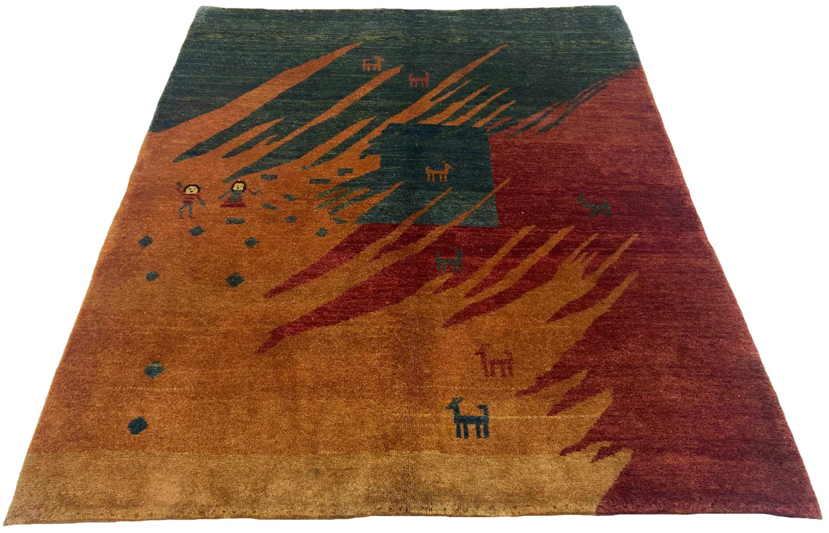 Gabbeh Teppich 179 x 155 cm - Hoher, weicher Flor, abstraktes Design, ideal für Kinderzimmer - handgeknüpft, Perserteppich