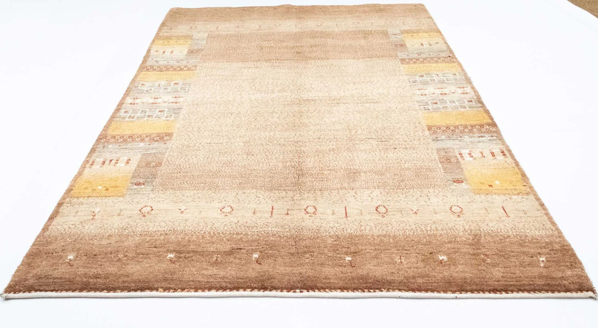 Gabbeh-Loribaft Teppich 250 x 159 cm - Knotendichte 150.000 - 220.000 Knoten/m², abstraktes Design, aus handgesponnener Schafs- und Ziegenwolle, ideal für Kinderzimmer,...