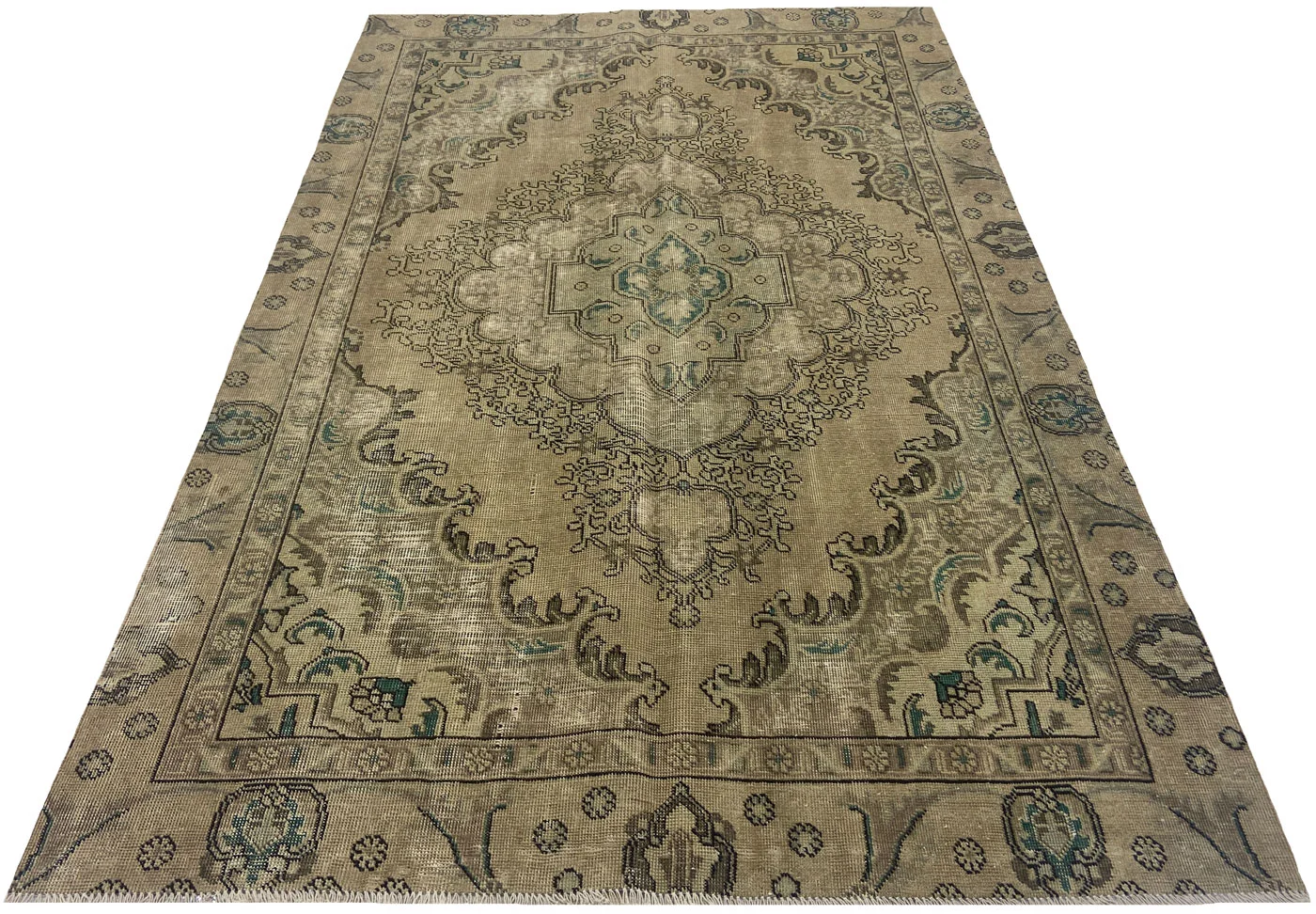 Vintage Perserteppich 260 x 167 cm - Handgeknüpft, Aufwendig verarbeitet, Neu gefärbtes Design, Einzigartiger Stil