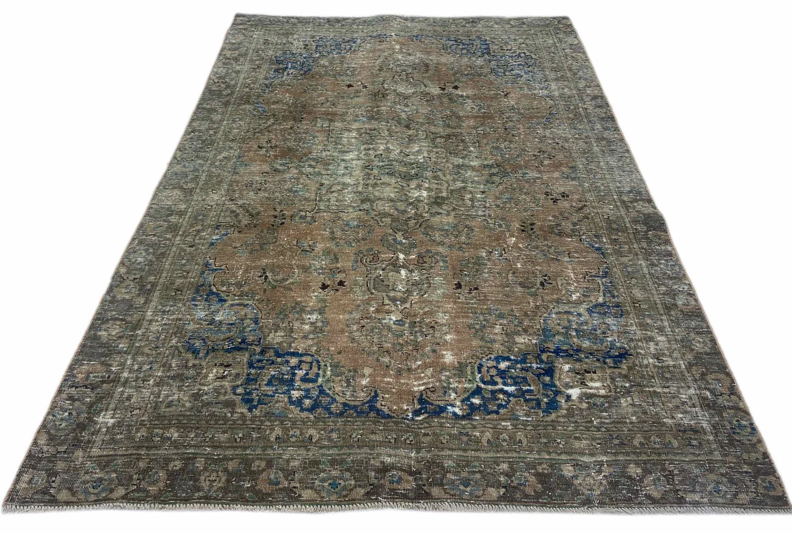 Vintage Perserteppich 265 x 172 cm - Handgeknüpft, Aufwendig Aufgearbeitet, Modernes Design - handgeknüpft, Perserteppich