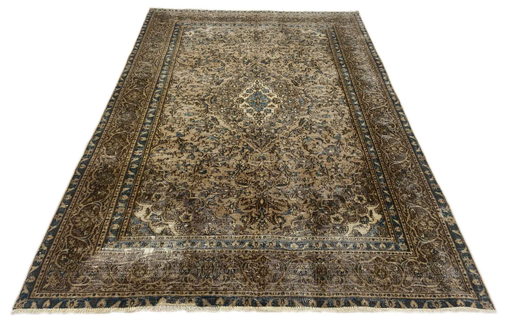 Vintage Perserteppich 270 x 185 cm – Handgeknüpft, Aufwendig Aufgearbeitet, Modernes Design