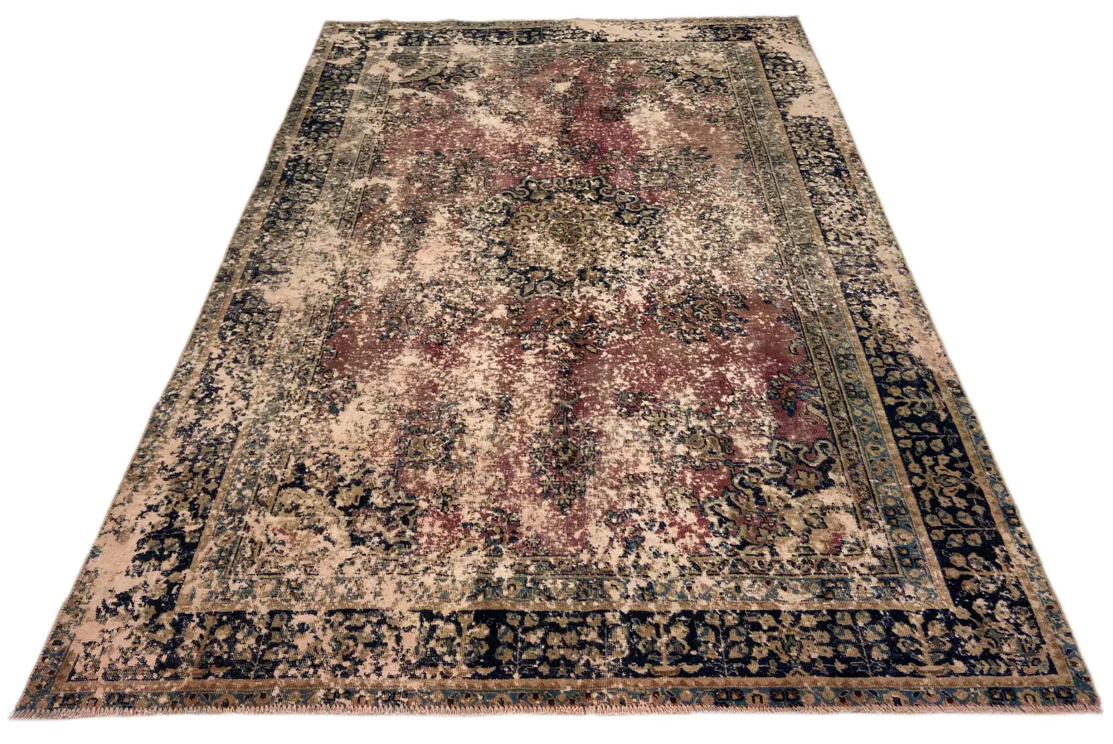 Vintage Perserteppich 270 x 183 cm - Handgeknüpft, Aufwendig Aufgearbeitet, Modernes Design