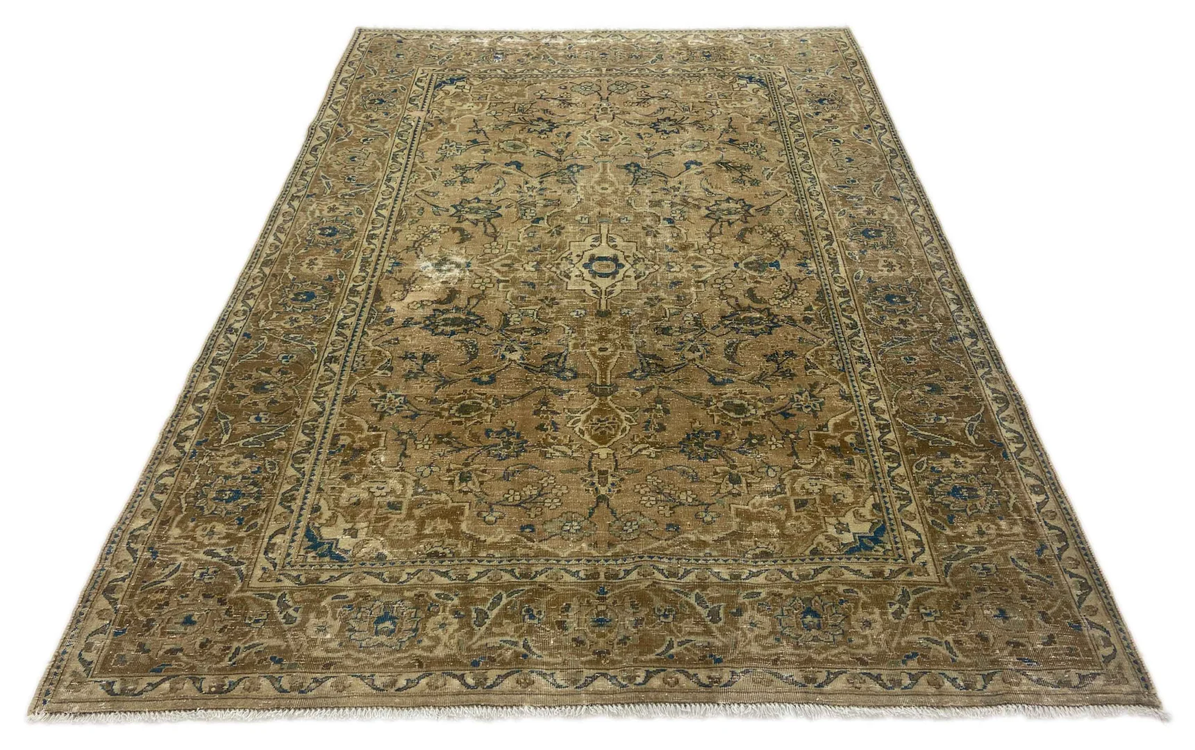 Vintage Perserteppich 270 x 190 cm – Handgeknüpft, Einzigartiges Design durch Aufarbeitung und moderne Farbgebung