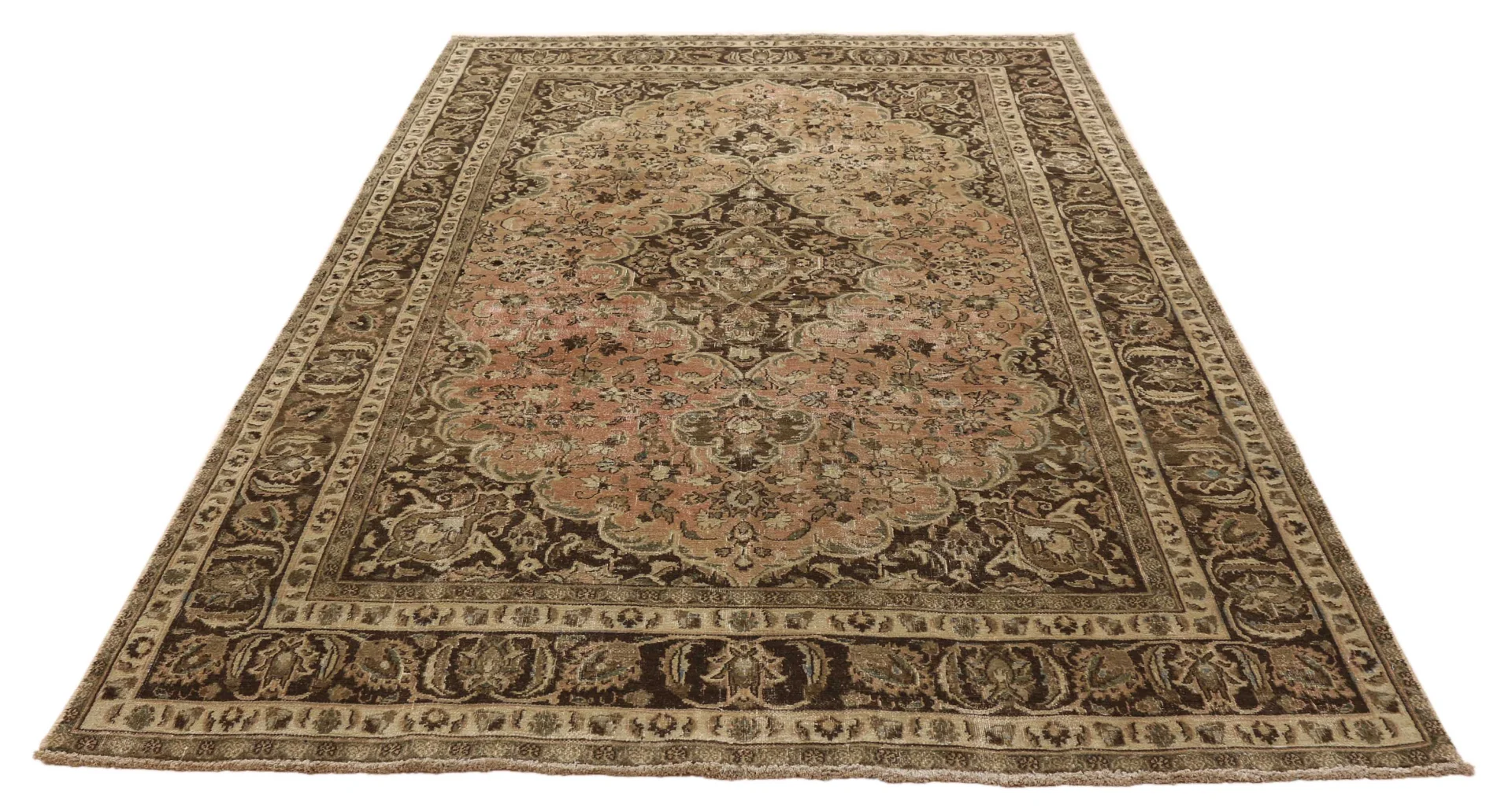 Vintage Perserteppich 278 x 183 cm – Handgeknüpft mit einzigartigem Design und modernem Farbton – Einzigartige Ornamente – Handgeknüpft, Perserteppich