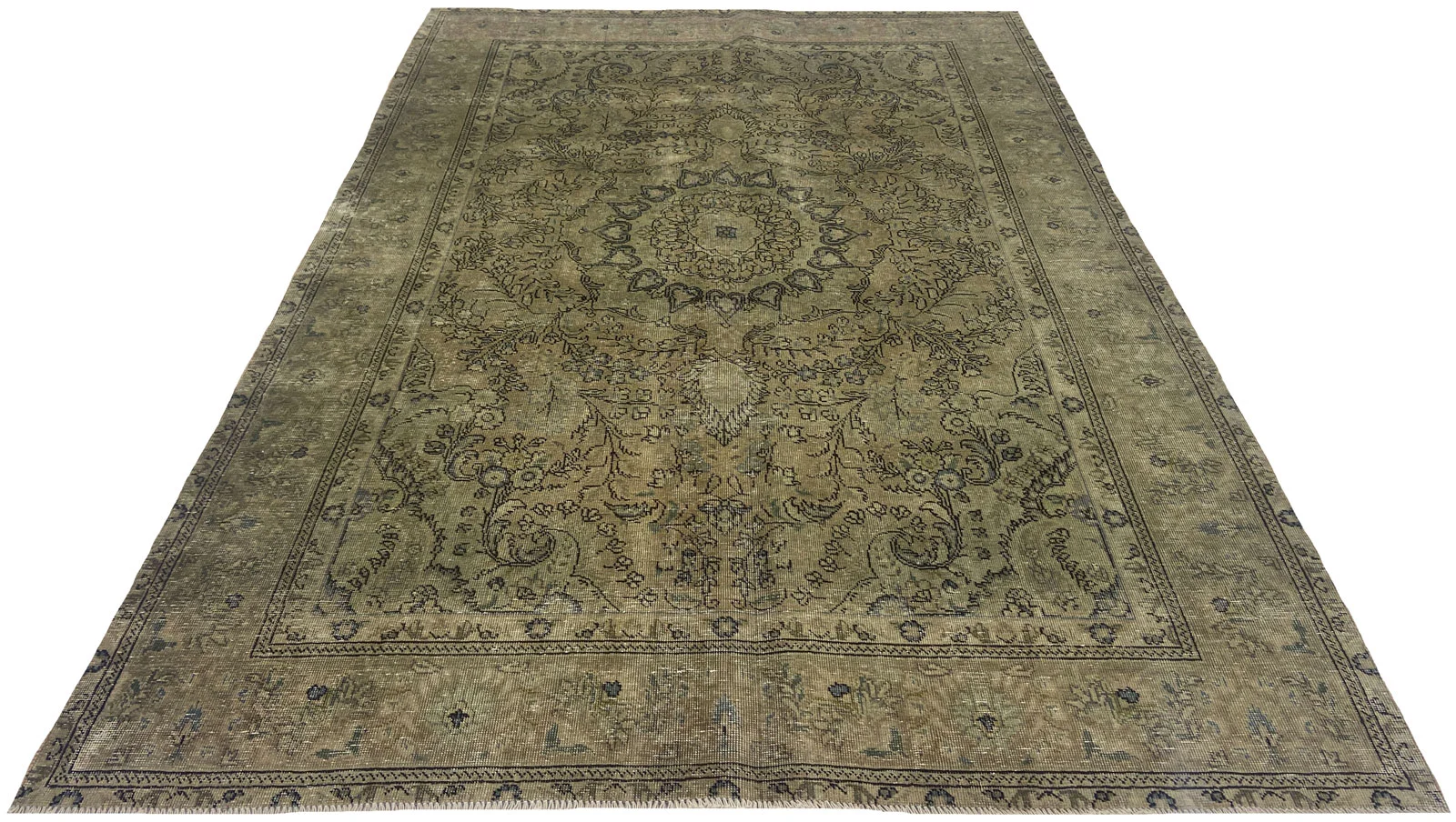 Vintage Perserteppich 278 x 198 cm – Handgeknüpft, aufwendig aufgearbeitet, modernes Design mit ursprünglichen Ornamenten