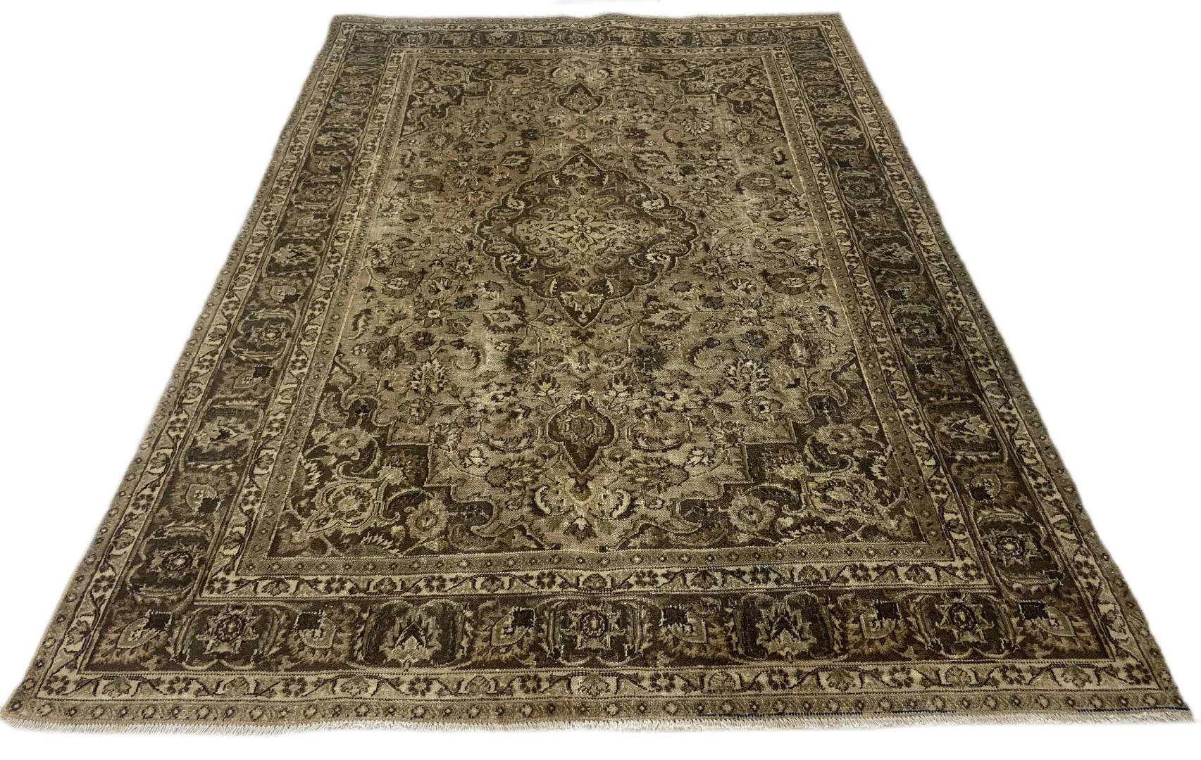 Vintage Perserteppich 280 x 191 cm - Handgeknüpft, Aufwendig Farbgearbeitet, Moderner Touch