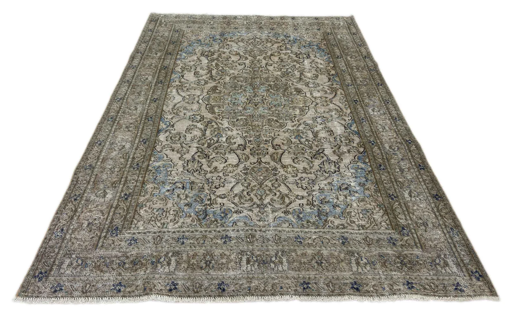 Vintage Perserteppich 280 x 195 cm – Handgeknüpft, mit einzigartigem Farbdesign und ursprünglichen Ornamenten – Modernes Orientteppich-Design