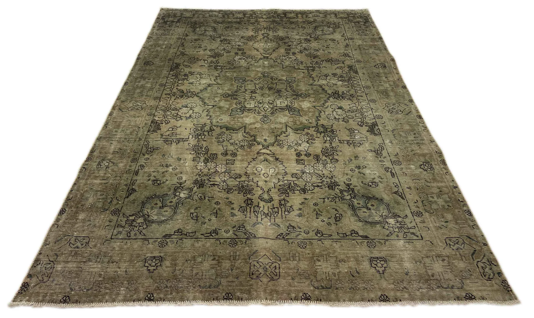 Vintage Perserteppich 283 x 193 cm – Handgeknüpft, Aufwendig Aufgearbeitet, Moderner Touch!