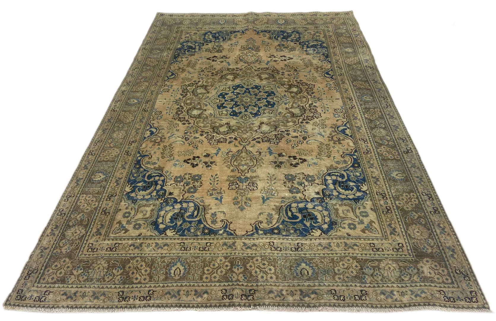 Vintage Perserteppich 285 x 185 cm – Handgeknüpft, Aufwendig Aufgearbeitet, Modernes Design