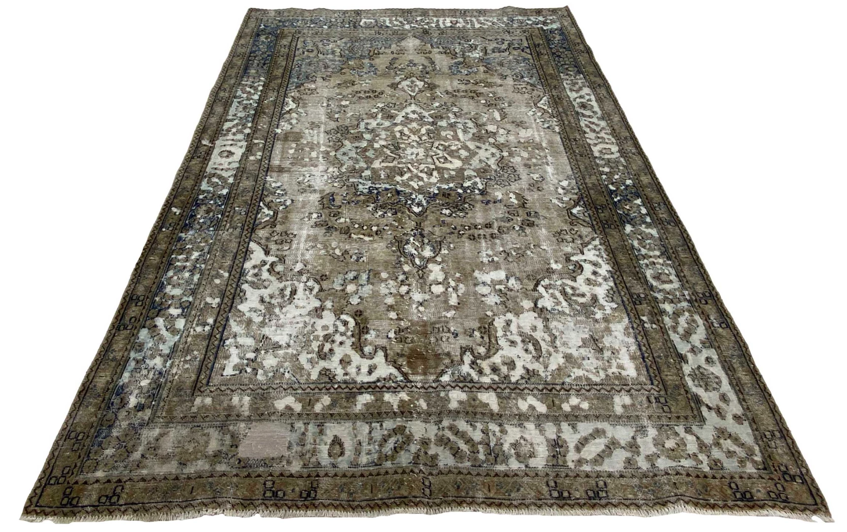 Vintage Perserteppich 285 x 190 cm - Handgeknüpft, Aufwendig Aufgearbeitet, Modernes Design - Handgeknüpft