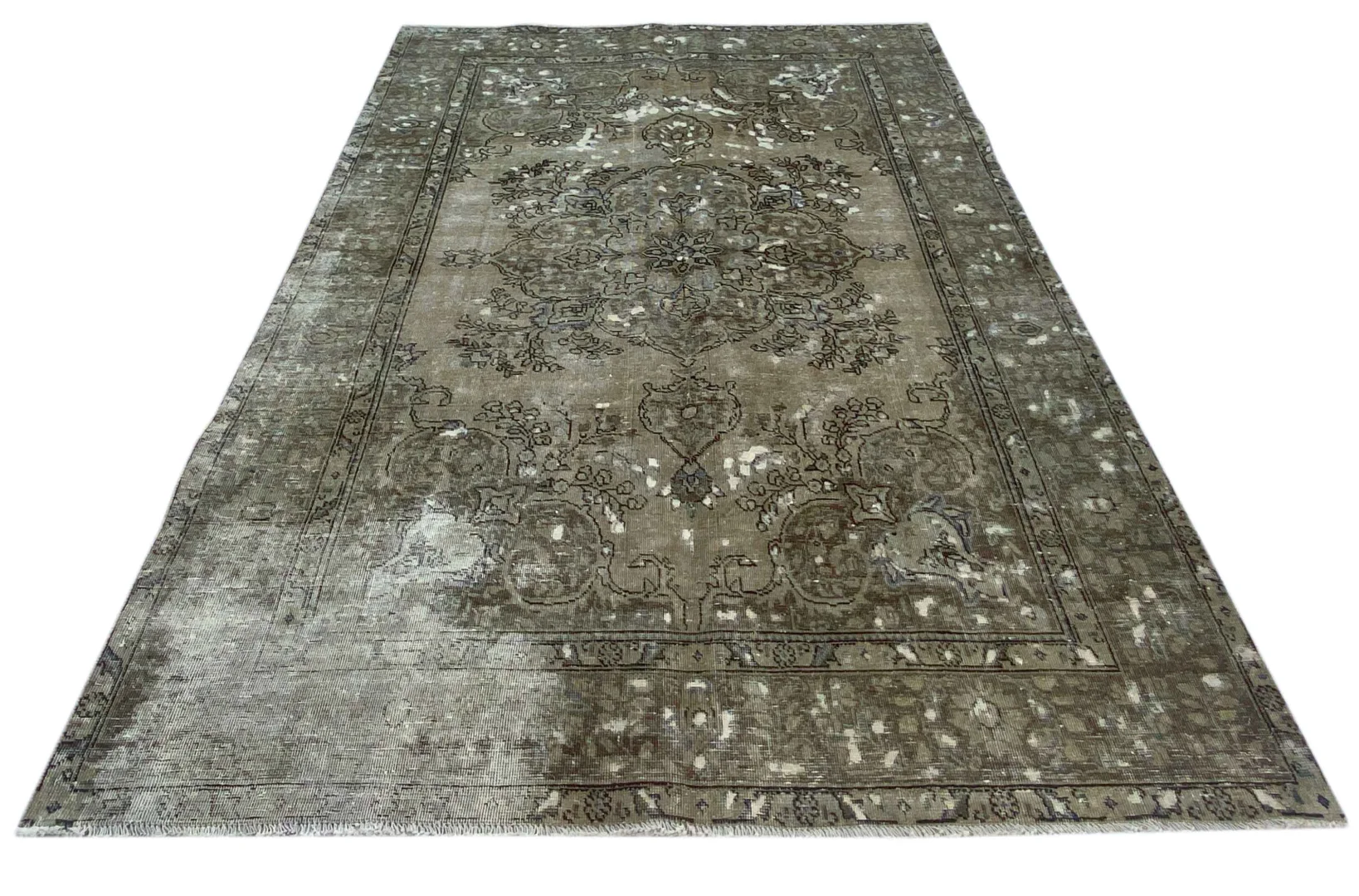 Vintage Perserteppich 285 x 191 cm – Handgeknüpft, Aufwendig Aufgearbeitet, Modernes Design – Handgeknüpft