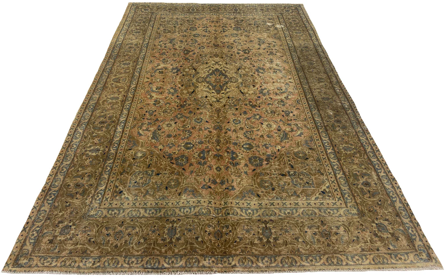 Vintage Perserteppich 290 x 186 cm – Handgeknüpft, Aufwendig Aufgearbeitet, Modernes Orientteppich-Design