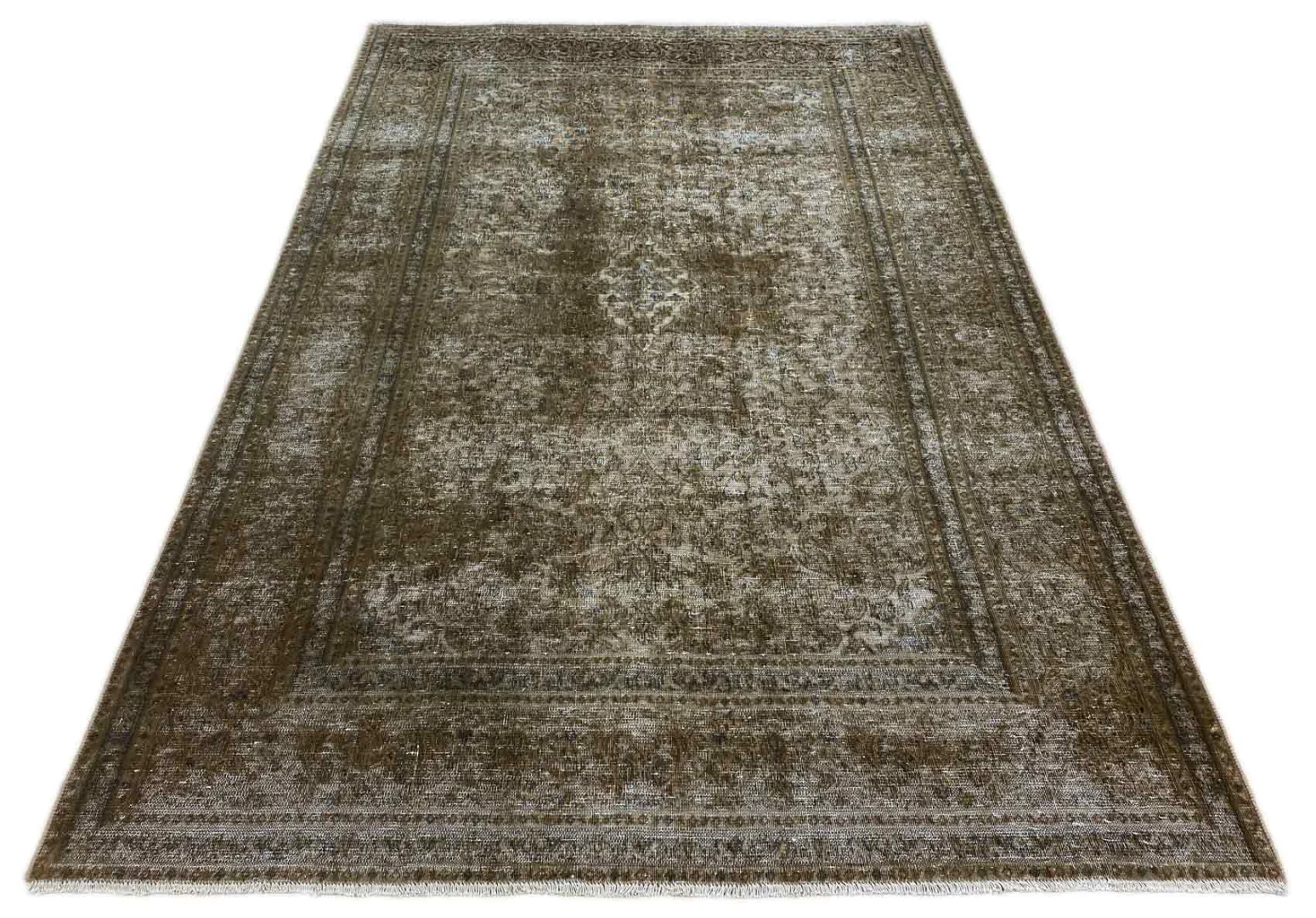 Vintage Perserteppich 293 x 191 cm – Handgeknüpft, Aufwendig Aufgearbeitet, Modernes Design