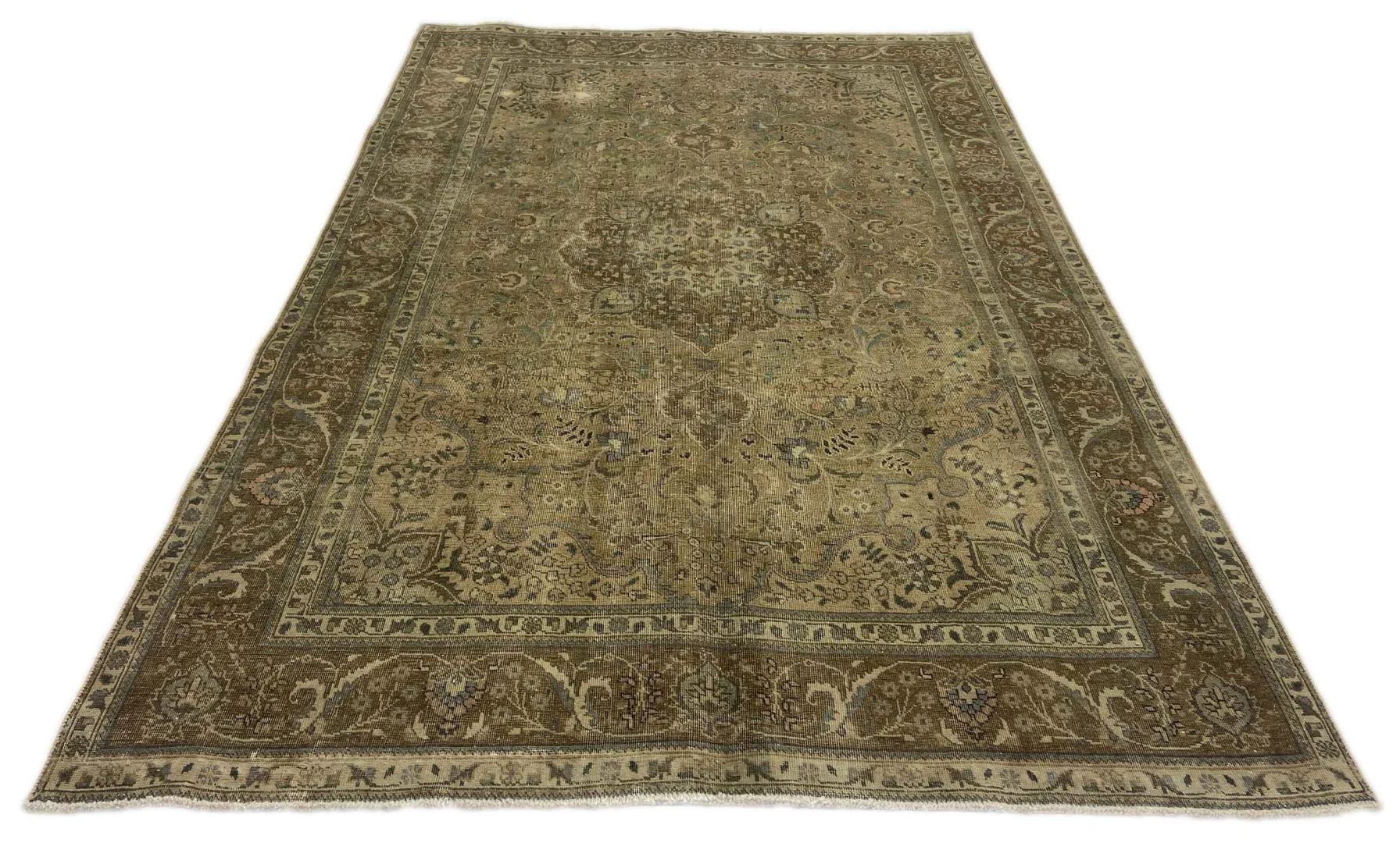 Vintage Perserteppich 293 x 197 cm - Handgeknüpft, Modernes Design mit traditionellen Ornamenten - Hochwertige Handarbeit