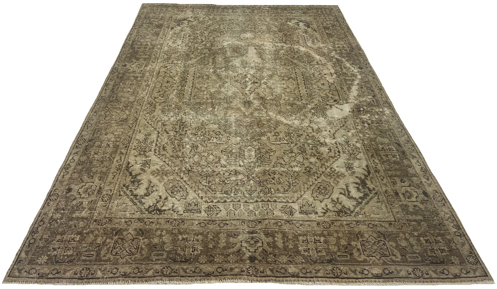 Vintage Perserteppich 293 x 195 cm - Aufwendig handgearbeitet, modernes Design mit ursprünglichen Ornamenten, handgeknüpft