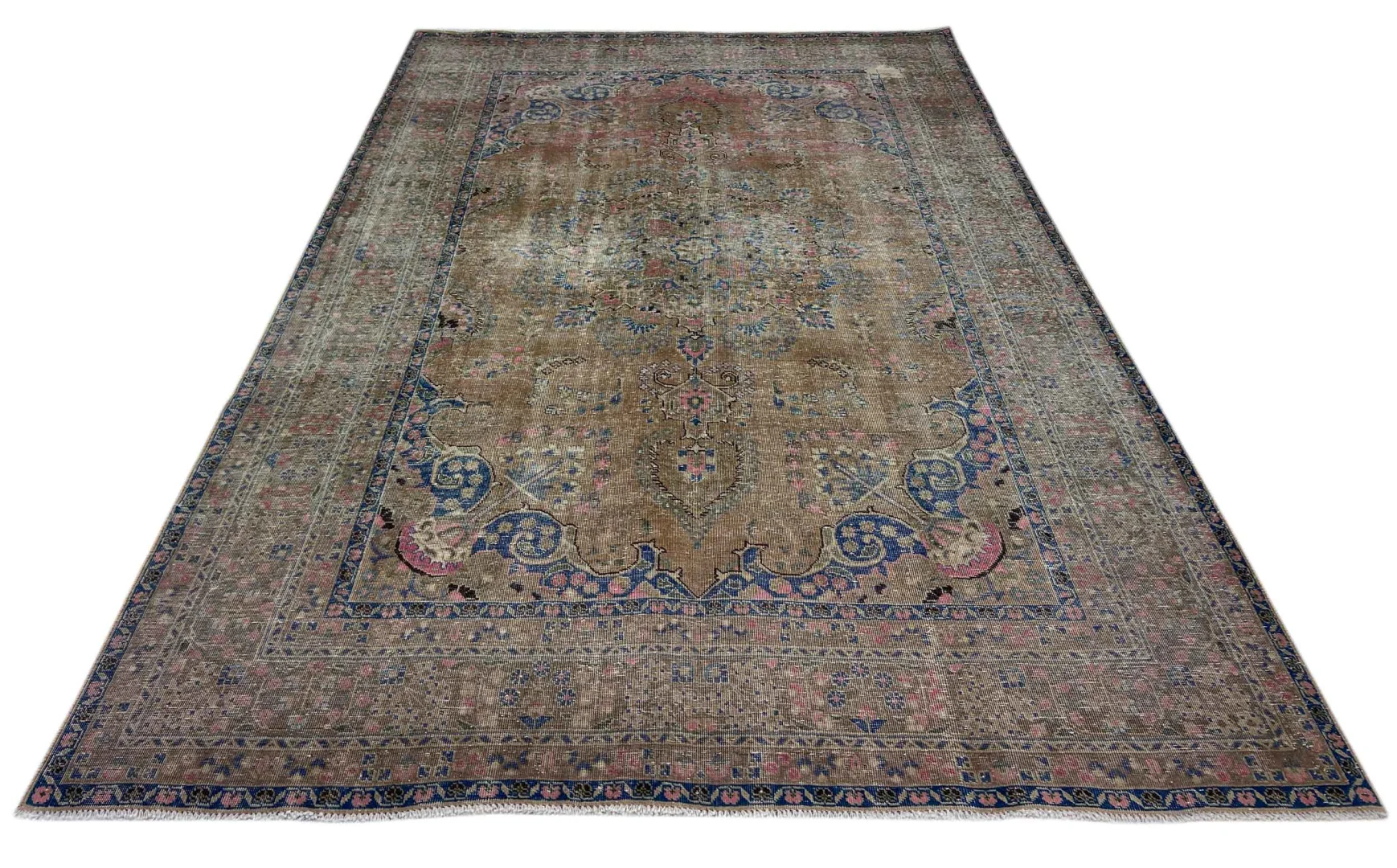 Vintage Perserteppich 295 x 195 cm – Handgeknüpft, Aufwendig Aufgearbeitet, Modernes Design